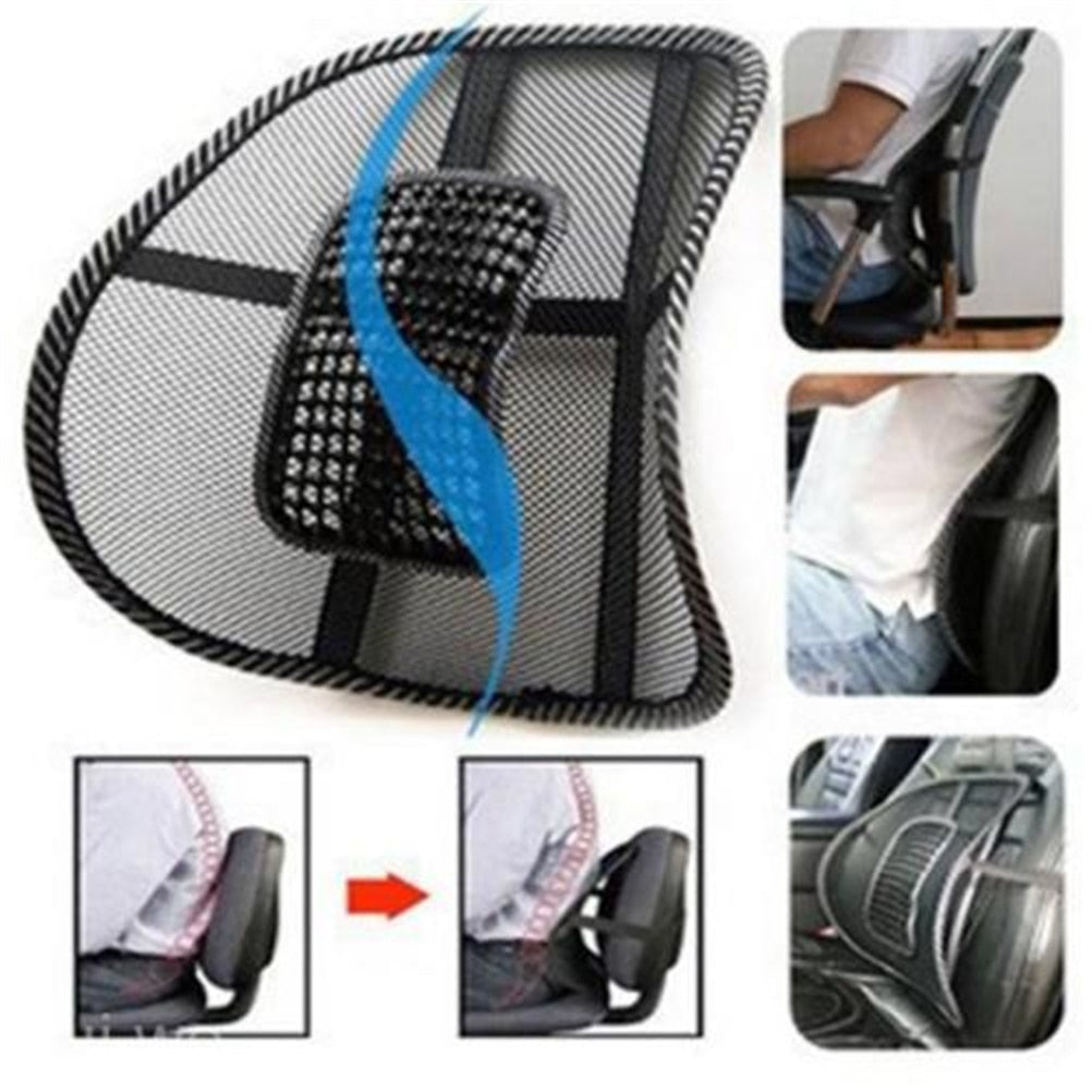 Cojín lumbar efecto masaje,  con malla de ventilación.
