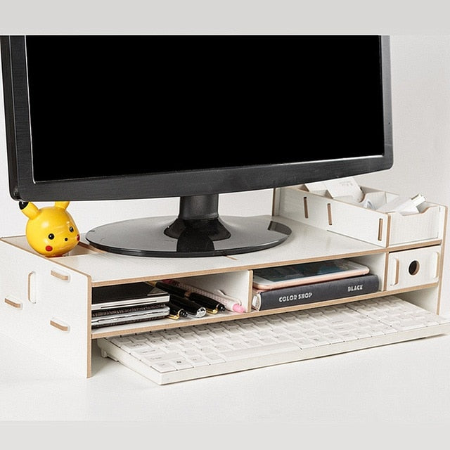 Soporte de escritorio con estantes para computadora