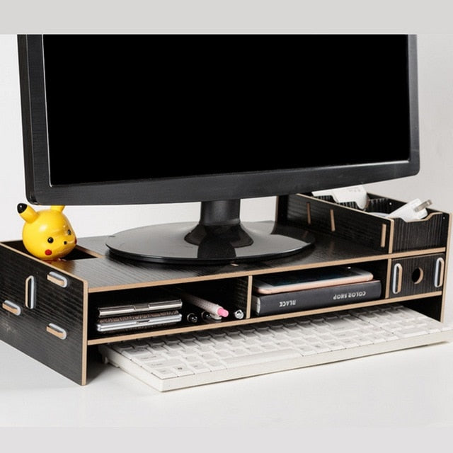 Soporte de escritorio con estantes para computadora