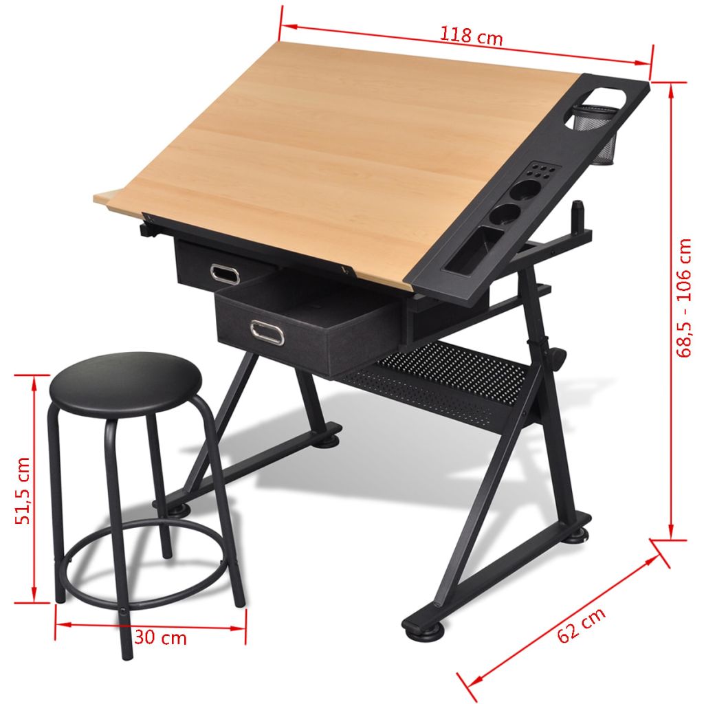 Mesa inclinable y taburete Modelo "Artista"